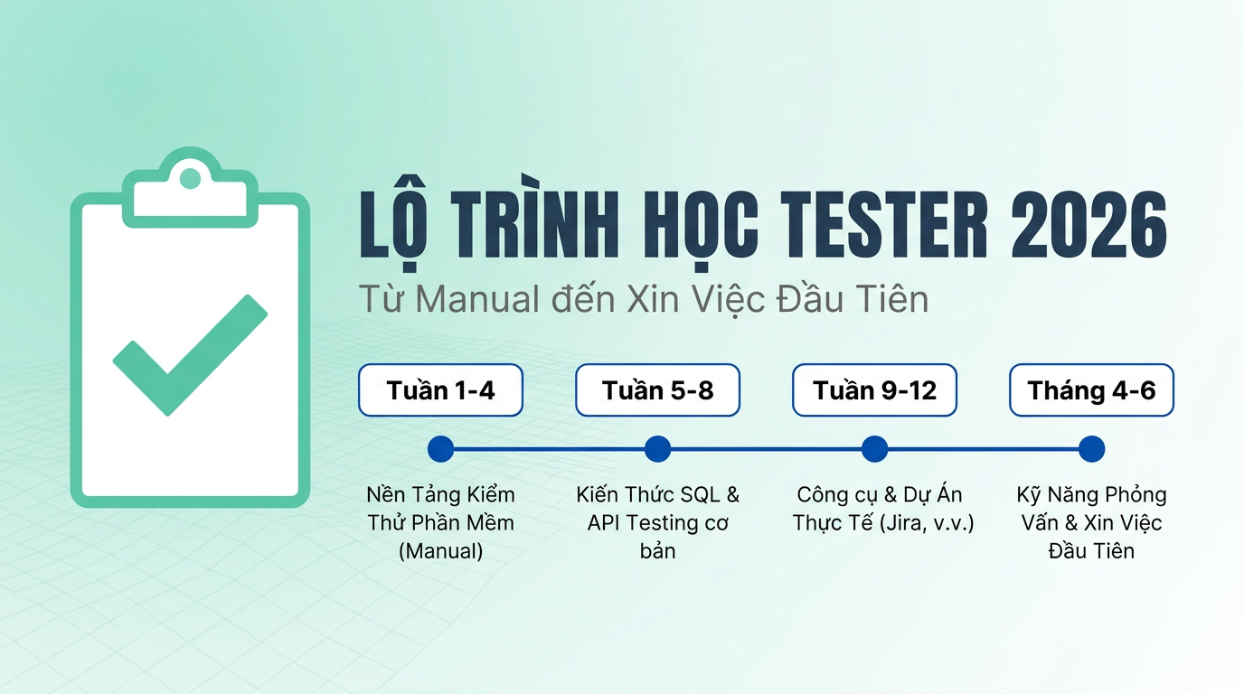 Lộ trình học Tester 2026: Từ zero đến xin việc
