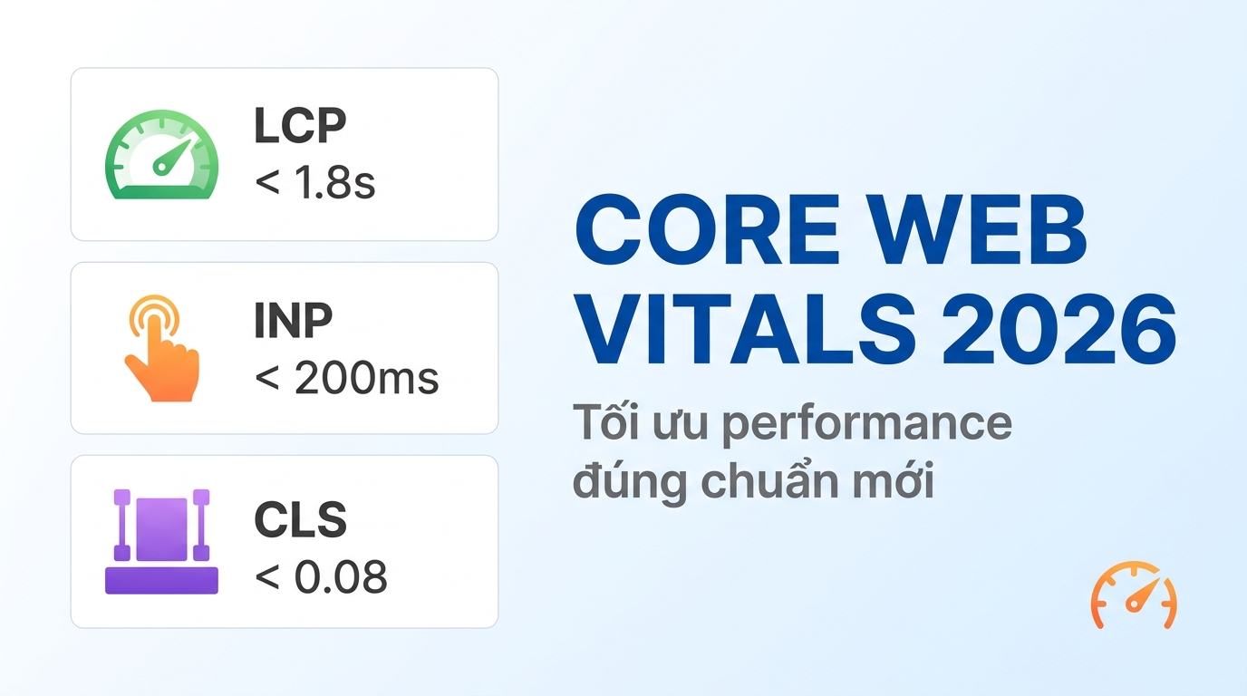 Core Web Vitals 2026: LCP, CLS, lazy loading đúng cách