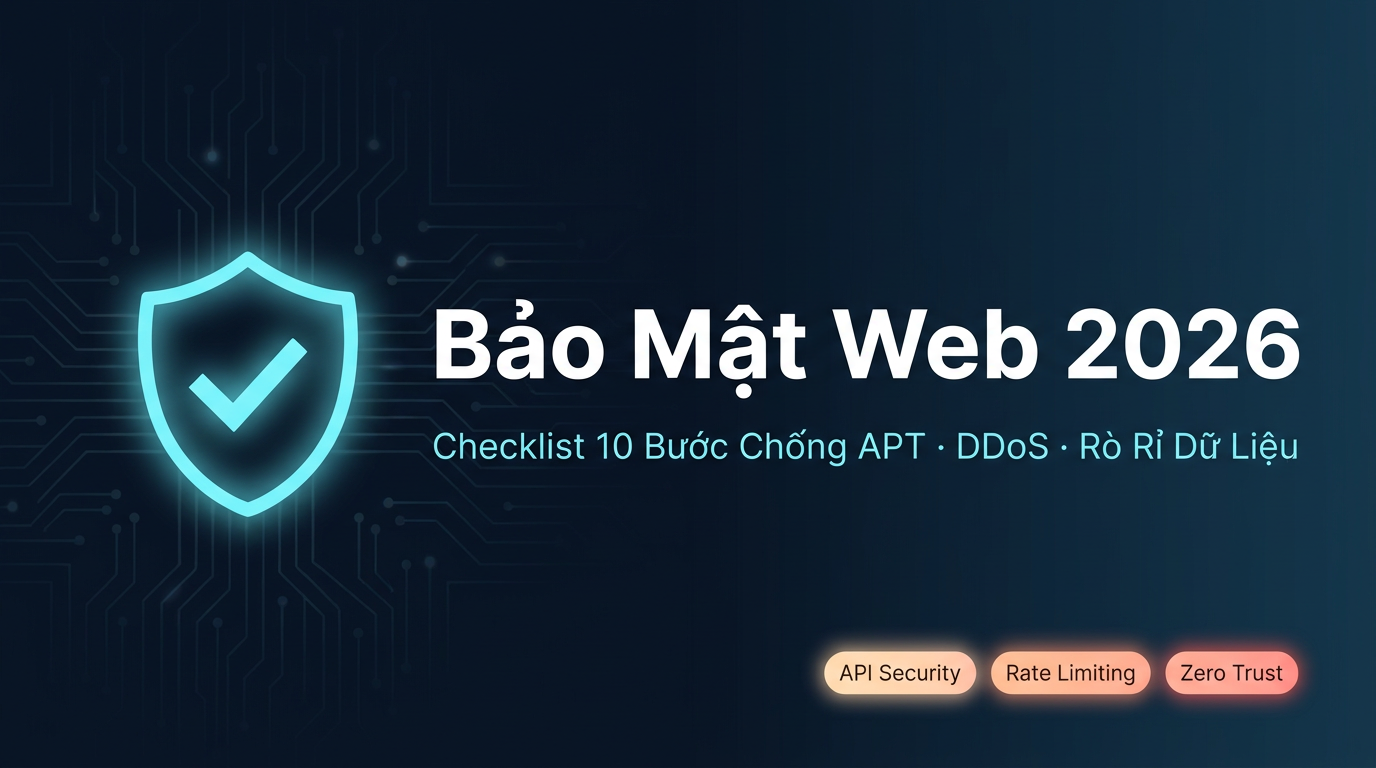 Checklist 10 bước bảo mật web 2026 chống APT và DDoS