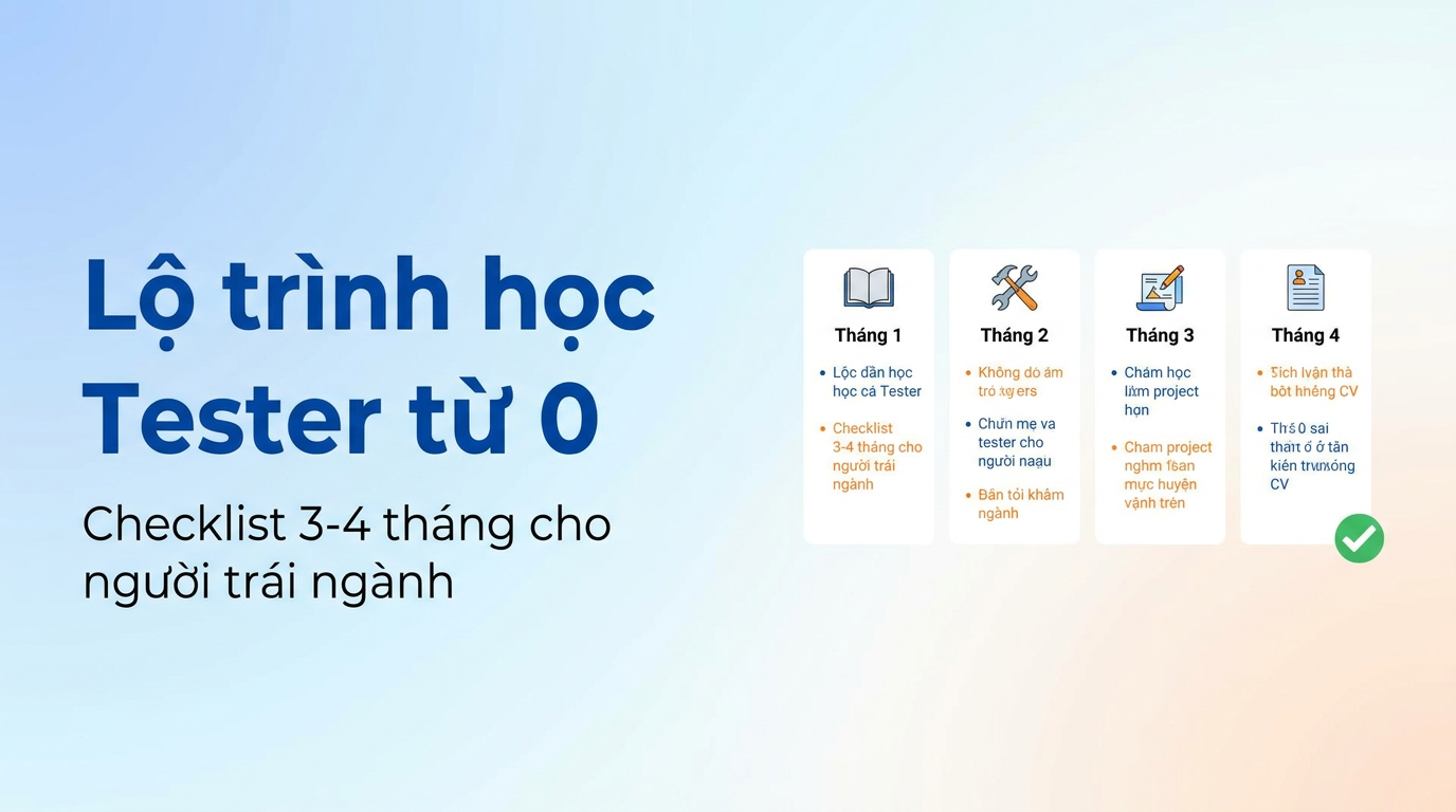 Lộ trình học Tester từ 0: Checklist 3-4 tháng