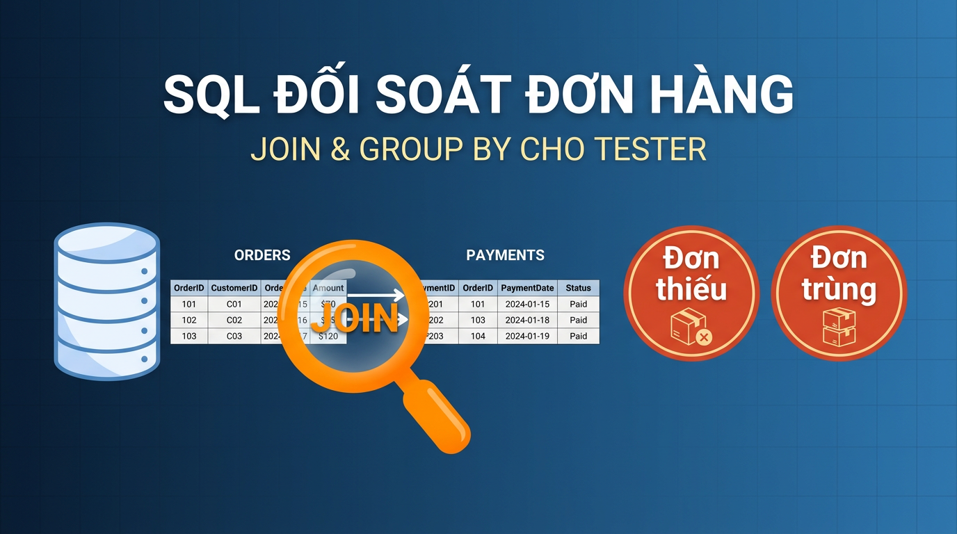 SQL đối soát đơn hàng: tìm thiếu và trùng cho Tester